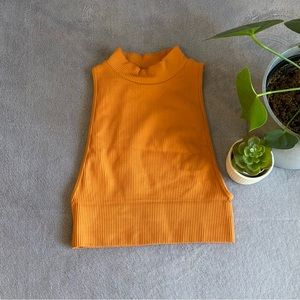 Princess Polly XS orange ribbed cropped tanktop